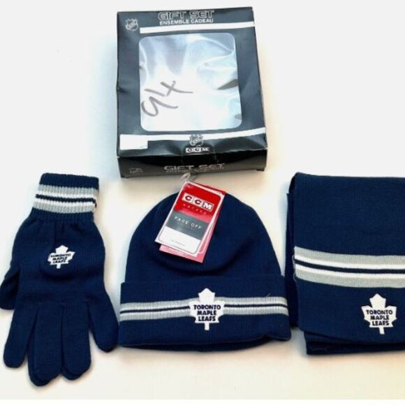 CCM Hockey Toronto Maple Leaves Gift Set Hat Gloves Scarf NHL Beanie New - Picture 1 of 16